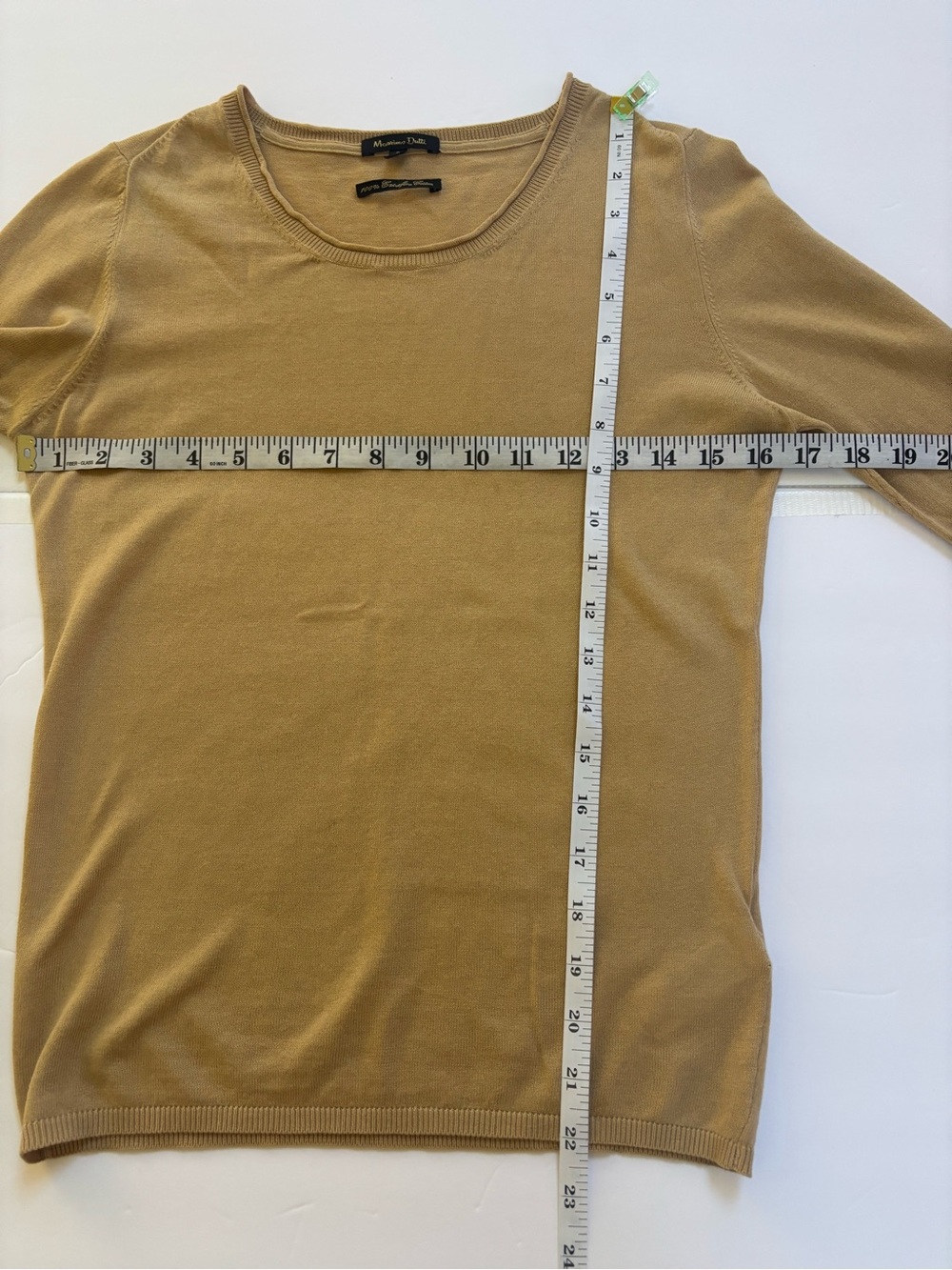 Massimo Dutti Extra Fine Cotton Sweater S Camel Tan Crewneck Elbow Patches - Picture 7 of 7